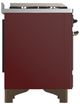 Ilve® Majestic III 36" Burgundy Pro Style Dual Fuel Liquid Propane Range with 6 Black Brass Burners and Burnished Trim-3