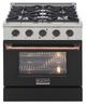 Kucht Professional KNG Series 30" Stainless Steel Pro Style Propane Gas Range with Black Door and Rose Gold Handle-0