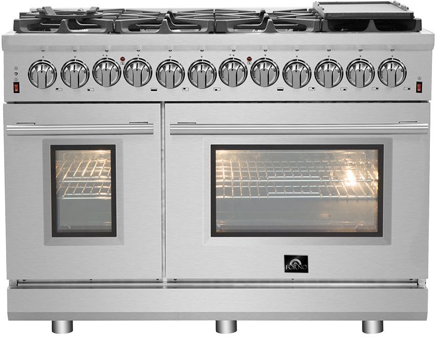 FORNO® Alta Qualita 48" Stainless Steel Pro Style Dual Fuel Range