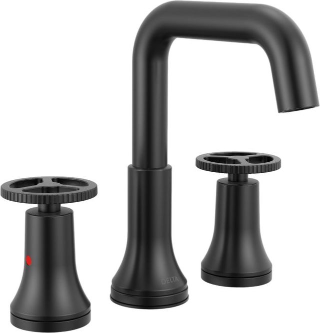 Delta Trinsic® Matte Black 2-Handle Wheel Widespread Bathroom Faucet-0
