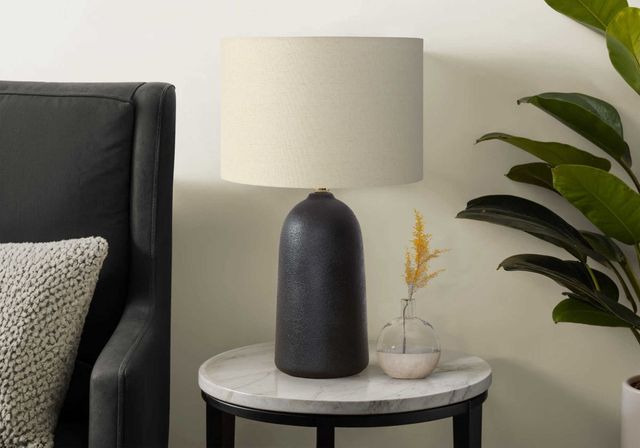 Monarch Specialties Inc. Black Ceramic Table Lamp with Ivory Shade-2