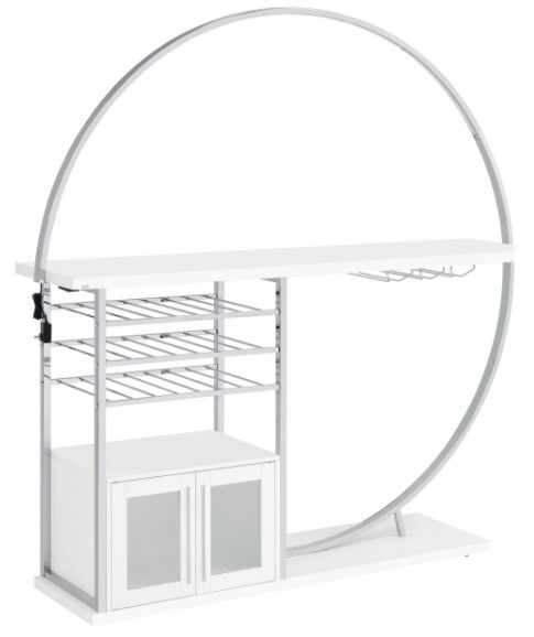 Coaster® Risley White High Gloss 2-Door LED Home Bar with Wine Storage