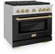 ZLINE Autograph Edition Paramount 36" Stainless Steel Pro Style Gas Range with Black Matte Door and Champagne Bronze Accents-2
