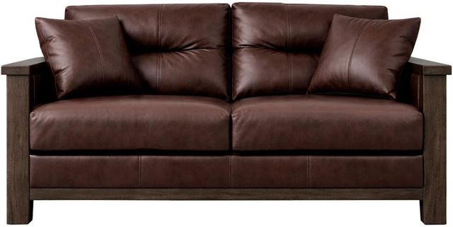 International Furniture Direct Walnut Brown Leather Loveseat-1