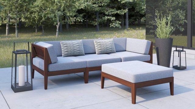 Linon Myrtle 4-Piece Grove Walnut Fabric/Wooden Outdoor Conversation Set-1