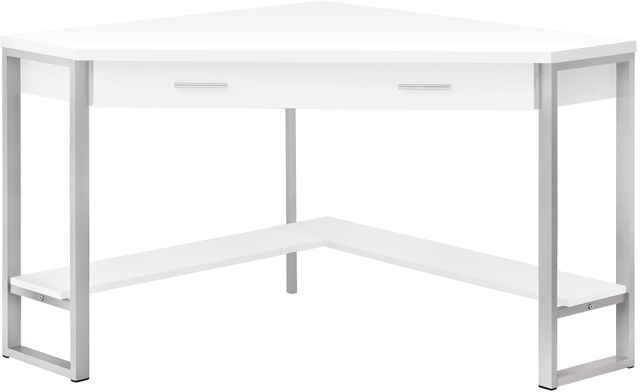Monarch Specialties Inc. 42"L White and Silver Metal Corner Computer Desk-2