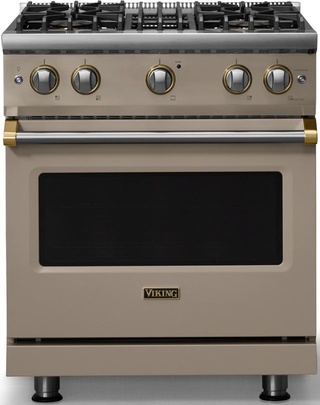 Viking® 5 Series 30" Nantucket Pro Style Gas (LP) Range with Brushed Brass Trim-0