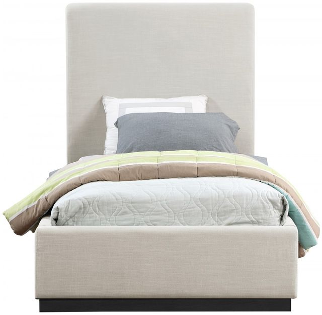 Meridian Furniture Alfie Beige Twin Linen Textured Panel Bed-1