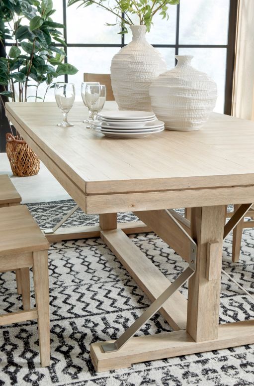 aspenhome® Maddox Biscotti Dining Table with Trestle Base-2