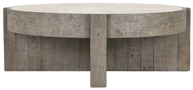 Classic Home Sonoma Antique White 52" Round Coffee Table with Distressed Gray Base-2