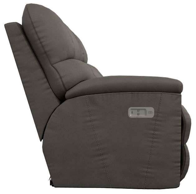 La-Z-Boy® Trouper Gray Leather Power Reclining Loveseat with Headrest-3