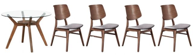 New Classic® Home Furnishings Oscar 5-Piece Clear/Gray/Walnut Dining Set-0