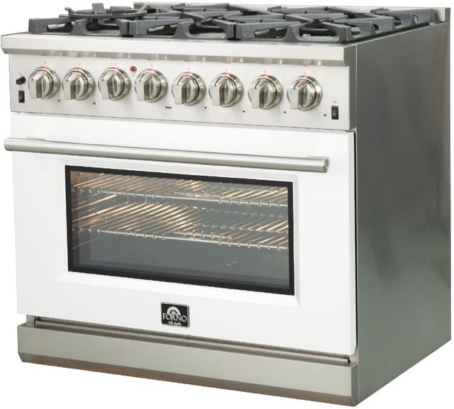 FORNO® Capriasca 36" Stainless Steel Pro Style Dual Fuel Range with White Door-1