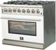 FORNO® Capriasca 36" Stainless Steel Pro Style Dual Fuel Range with White Door-1