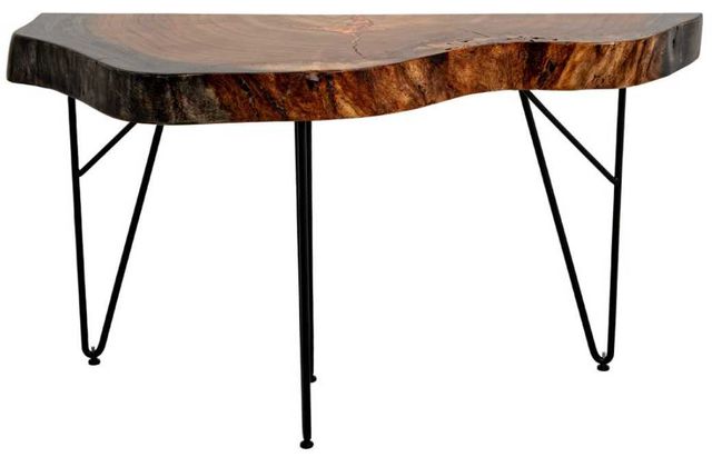 International Furniture Direct Parota Epoxy Brown Sofa Table with Black Base-0
