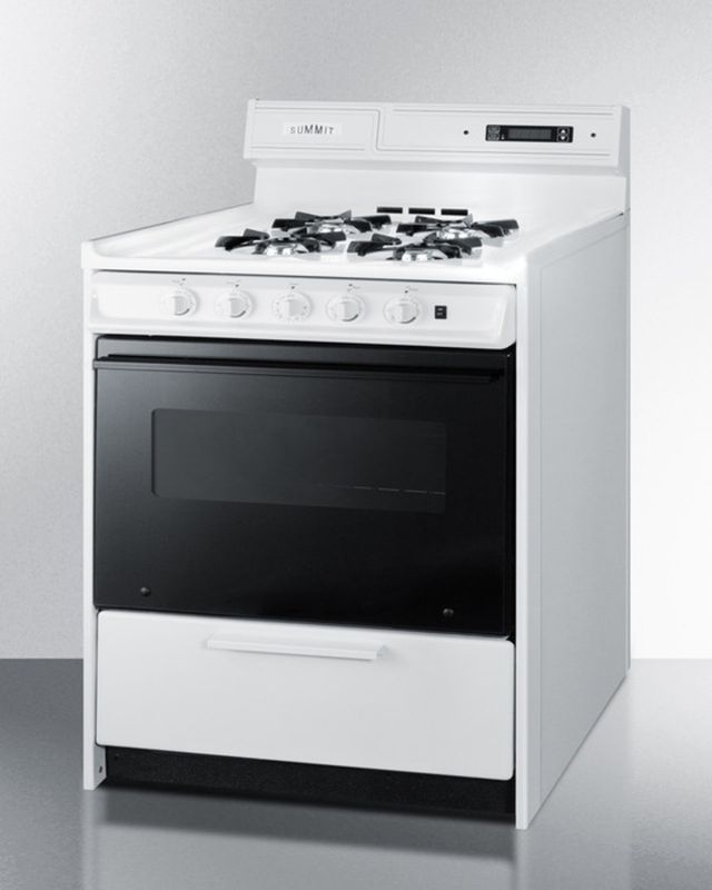 Summit® 30" White Freestanding Gas Range-2