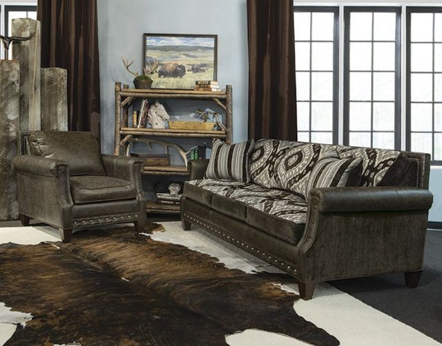 Marshfield Furniture Beckett (Leather) Dark Gray/Off-White Sofa-0