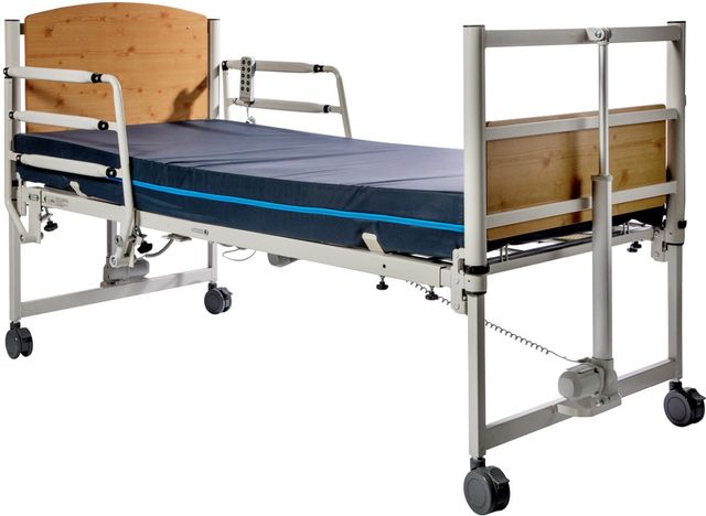 Harmony™ Medical Brown/White Home Care Bed with Full Rails-0
