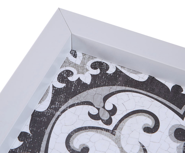 Olliix by Madison Park Montage 3 Black/White Printed Distressed Tile Pattern Decorative Box Wall Art Set-2