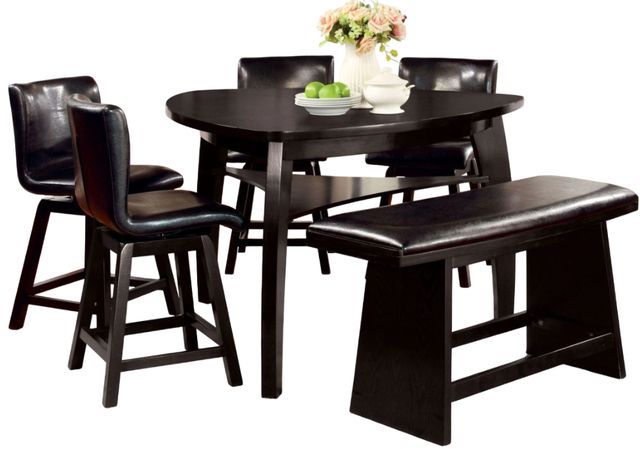 Furniture of America® Hurley 7-Piece Black Dining Table Set-0