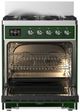 Ilve® Majestic III 30" Emerald Green Pro Style Dual Fuel Liquid Propane Range with 5 Black Brass Burners and Chrome Trim-1