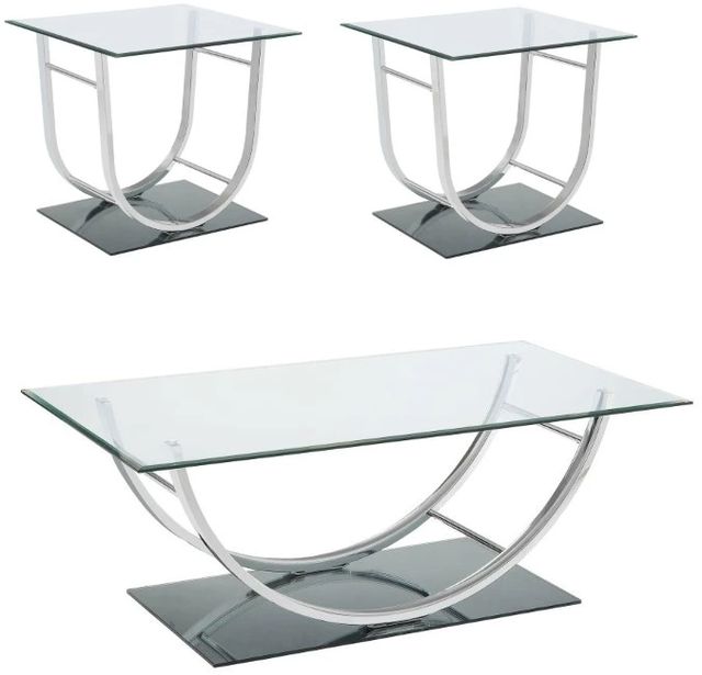 Coaster® Danville 3-Piece Tempered Glass Top Occasional Table with Chrome Base Set-0