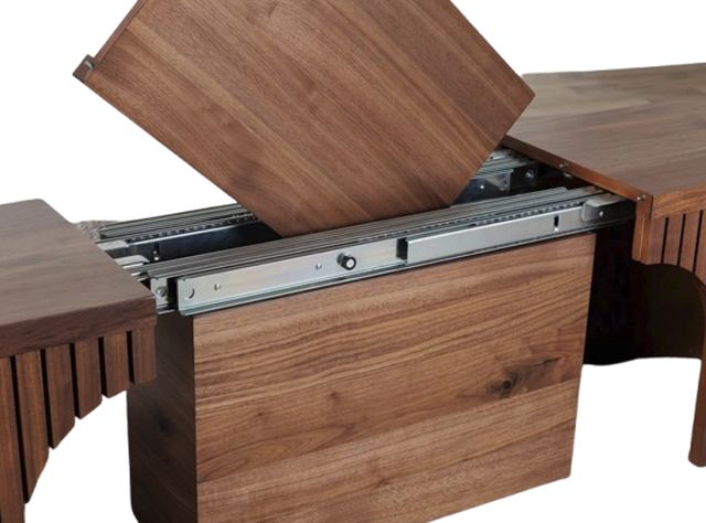 Transformer Table Transformer Royal Walnut Round Extendable Dining Bench-2