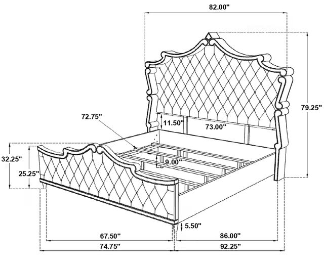 Coaster® Antonella 4-Piece Camel/Ivory California King Panel Bedroom Set-2