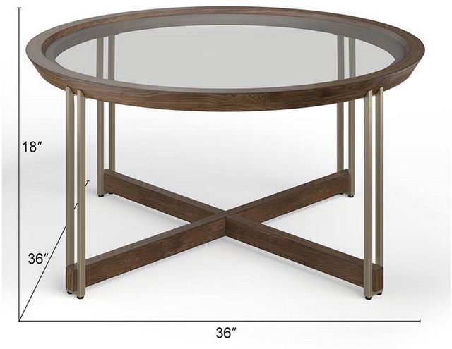 Magnussen Home® Elora Glass Top Round Walnut Cocktail Table-1