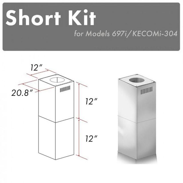 ZLINE 2 Piece 12" Stainless Steel Island Hood Extension Kit-2