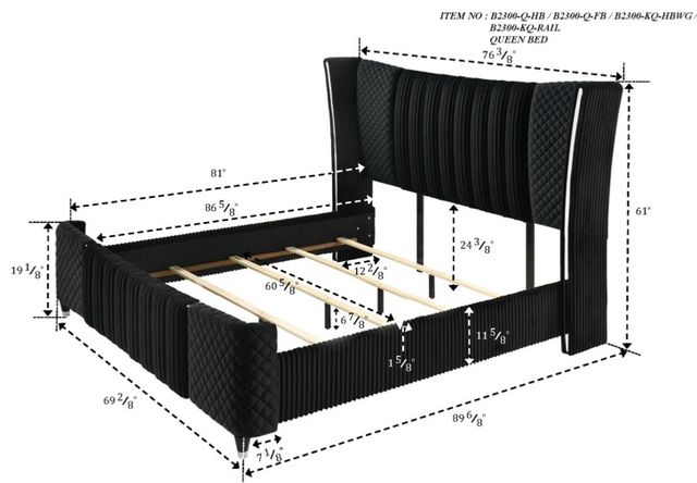 Crown Mark Armany Black Queen Upholstered Panel Bed-2