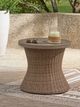 Signature Design by Ashley® Revare Beach Beige Aluminum Outdoor Round End Table-1