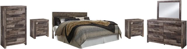Benchcraft® Derekson 6-Piece Multi Gray King Panel Headboard Bedroom Set-0