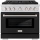 ZLINE 36" Stainless Steel Pro Style Gas Range with Black Matte Door-0