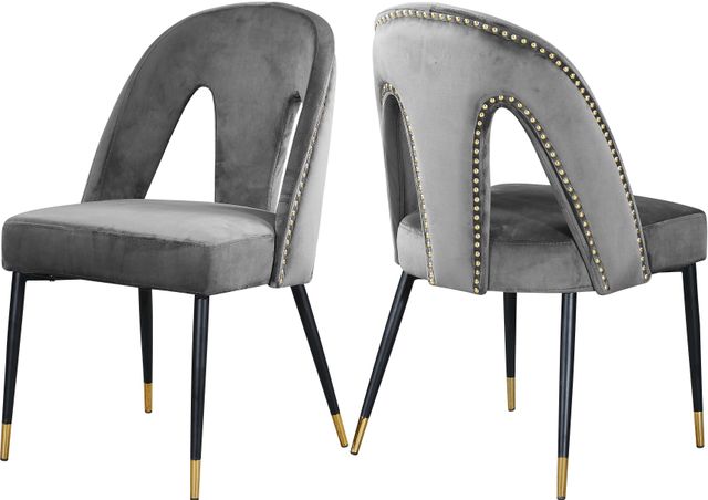 Meridian Furniture Akoya Gray Velvet Dining Chair-3