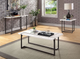 Furniture of America® Izar White Sofa Table with Gun Metal Base -1