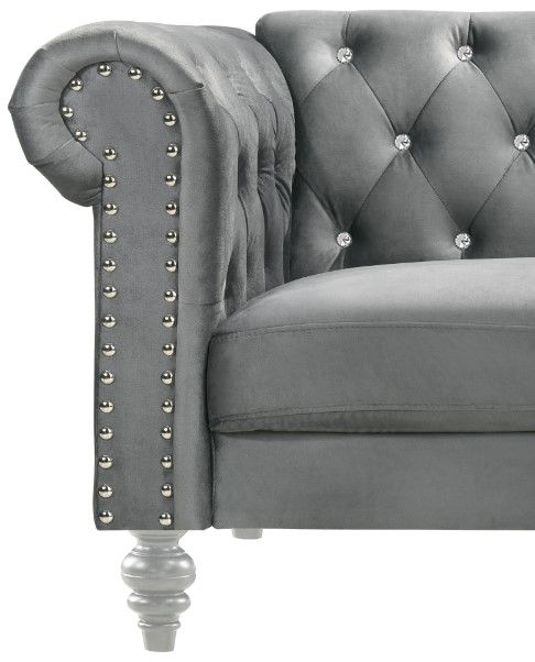 New Classic® Home Furnishings Emma Gray Crystal Loveseat-3