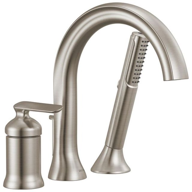 Delta Bonacci™ Lumicoat® Stainless 3-Hole Roman Tub Trim with Hand Shower-0