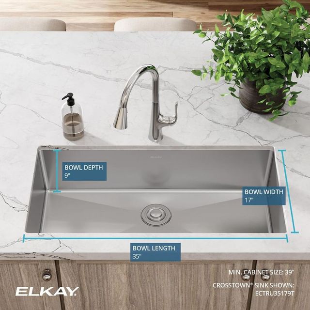 Elkay Crosstown® Polished Satin 36-1/2" x 18-1/2" x 9" Single Bowl Undermount Sink-2