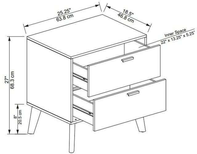 Linon Hudson Walnut 2-Drawer Nightstand-1