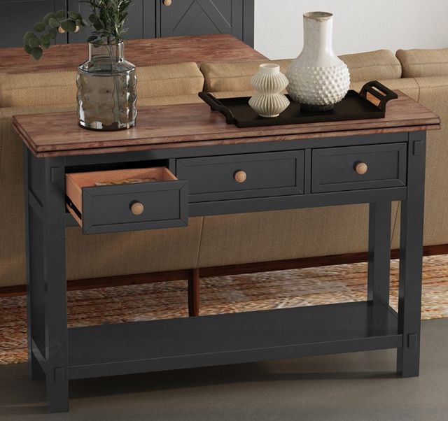 A-America® Stormy Ridge Chickory Top Sofa Table with Slate Black Base-3