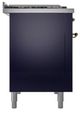Ilve® Nostalgie II Noblesse 48'' Midnight Blue Pro Style Dual Fuel Range with Brass Trim-2