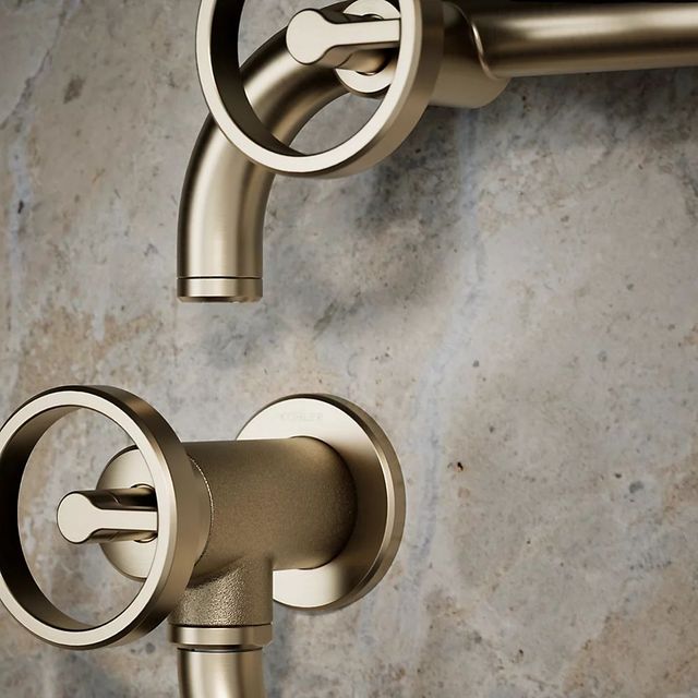 KOHLER® Billet® Vibrant Brushed Bronze Wall-Mount Pot Filler with Round Handle-3