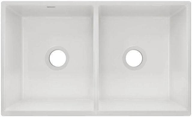 Elkay Fireclay White 33" x 19-15/16" x 9" Equal Double Bowl Farmhouse Sink-1