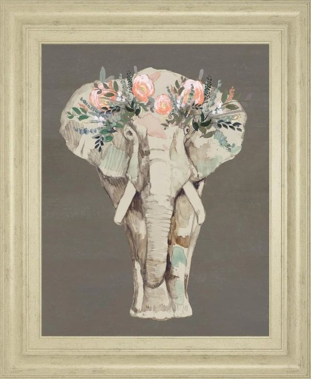 Classy Art Flower Crown Elephant II by Jennifer Goldberger Wall Art-0
