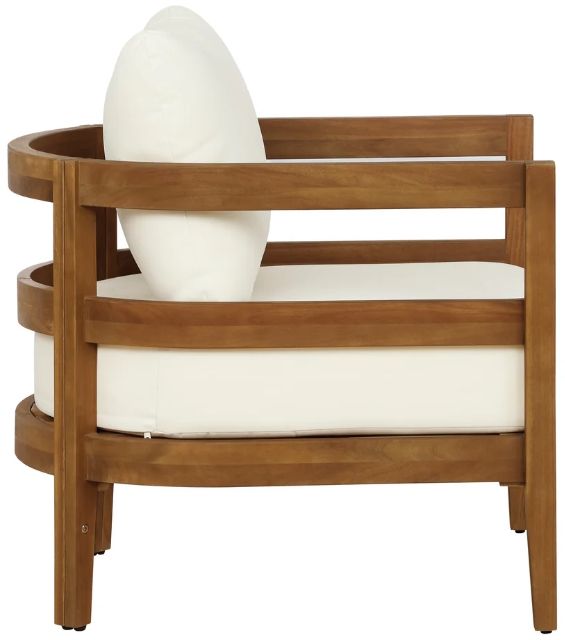 Linon Surfside Beige/Brown Acacia/Fabric Outdoor Club Chair-3