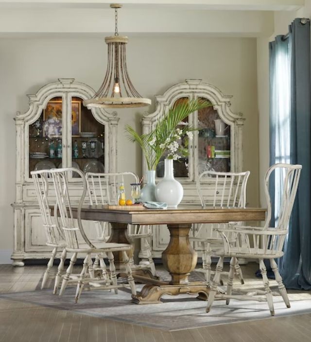 Hooker® Furniture Sanctuary Vintage Chalky White Spindle Back Arm Chair-1