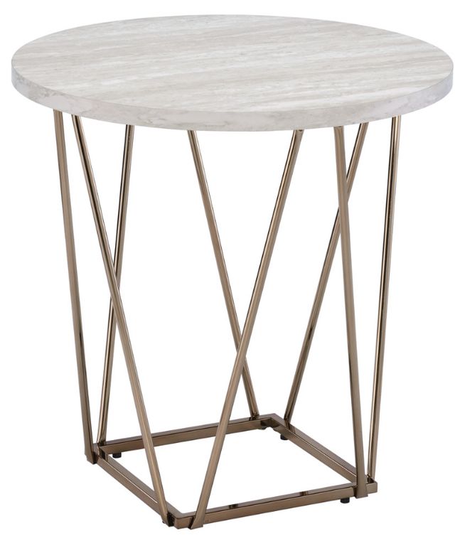 Steve Silver Co. Rowyn White End Table with Copper Base-0