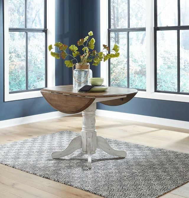 Liberty Furniture Carolina Crossing Antique Honey Dining Table with White Base-2