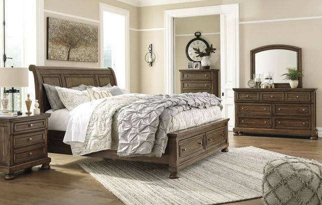 Signature Design by Ashley® Flynnter Medium Brown Queen Sleigh Storage Bed-3